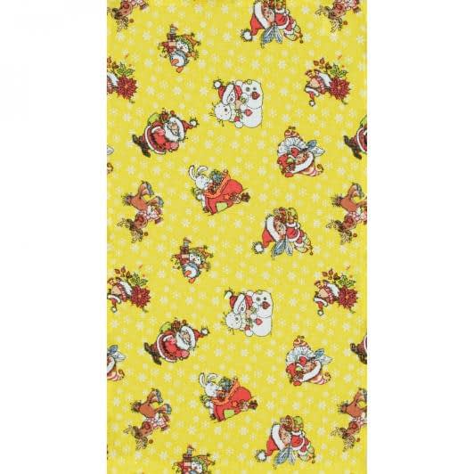 Тканини розпродаж - Рушник вафельний  набивний 40х70 Новорічний жовтий