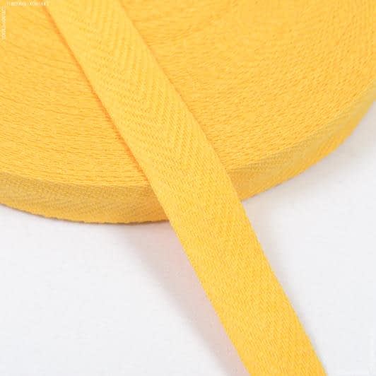 Ткани фурнитура для дома - Декоративная киперная лента елочка желтая 20 мм