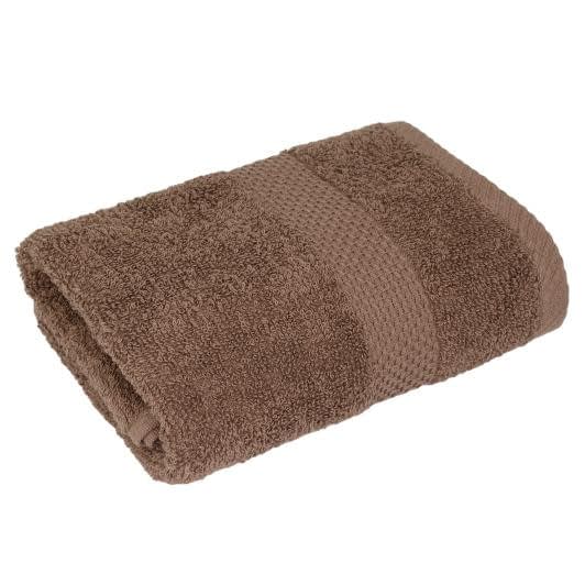 Ткани махровые полотенца - Полотенце махровое с бордюром 40х70 см коричневый