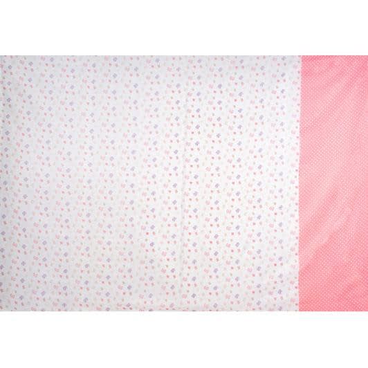 Тканини вуаль - Тюль вуаль принт бантики-горошок рожевий