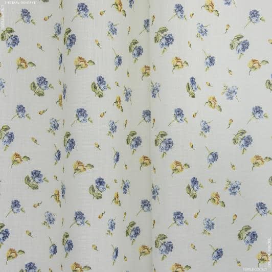 Тканини гардинні тканини - Тюль кісія лідія,квіти синій,карамель