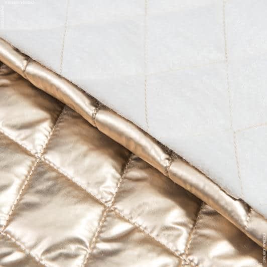 Ткани для верхней одежды - Плащевая Фортуна бриллиант стеганая с синтепоном 100г/м 5см*5см темно-золотой