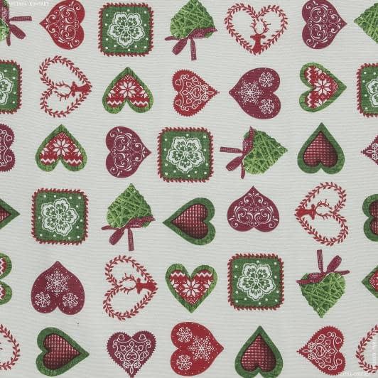 Ткани новогодние ткани - Декоративная новогодняя ткань лиз фон молочный