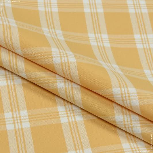 Тканини бавовняні сумішеві - Декоративна тканина Рустікана клітинка тартан колір квітки рапсу