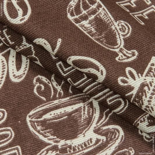 Тканини бавовна - Тканина Скатеркова рогожка кава і кориця