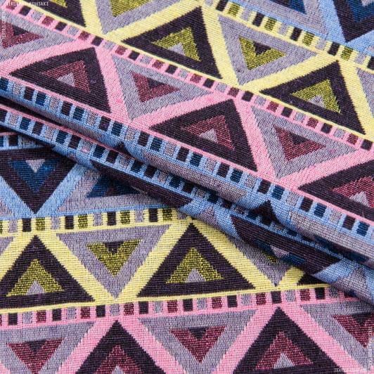 Тканини для декоративних подушок - Гобелен Орнамент-106 фіолет, жовтий, рожевий, фісташка