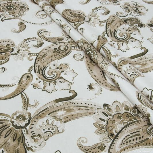 Тканини для декоративних подушок - Декоративний нубук принт Східні огірки бежеві