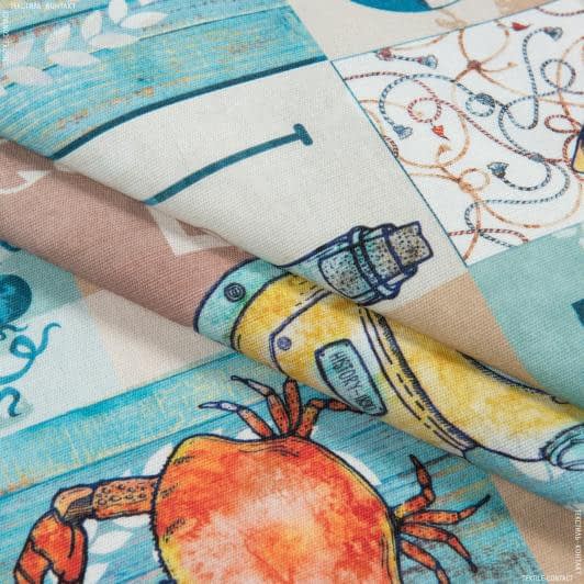 Ткани для штор - Декоративная ткань Морской дизайн голубой