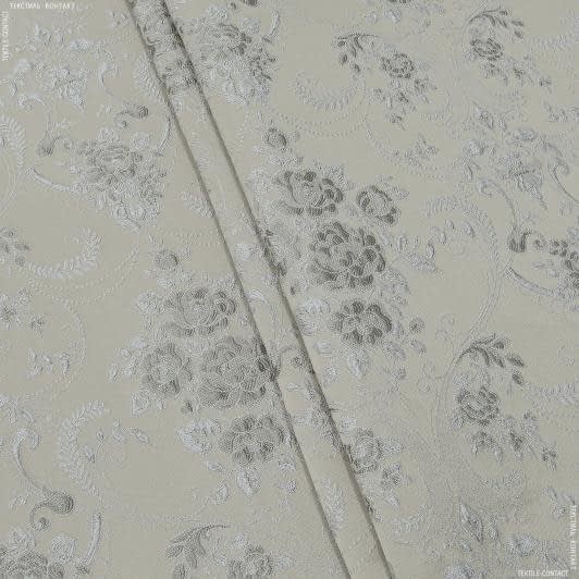 Ткани для римских штор - Жаккард Полди цветы серый