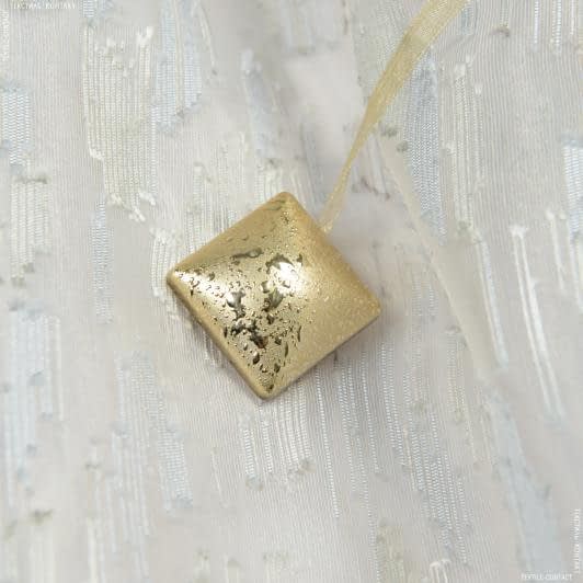 Тканини фурнітура для декора - Магнітний підхват Квадрат на тасьмі мокре золото 30Х30мм.