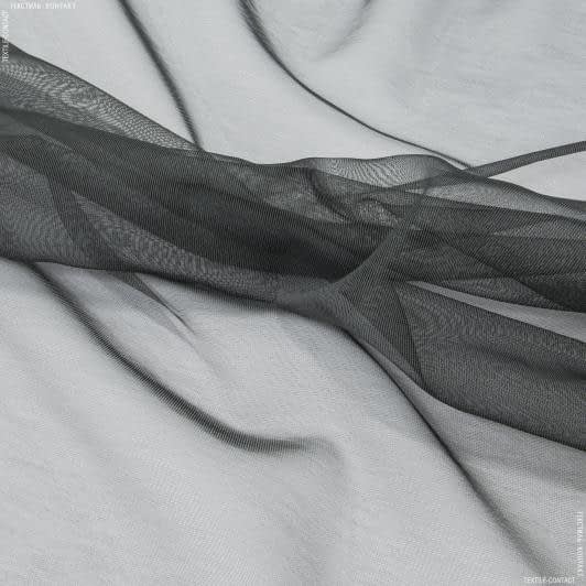 Ткани гардинные ткани - Тюль сетка Микро нет цвет графит с утяжелителем