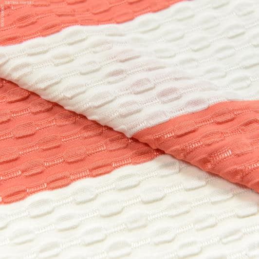 Тканини віскоза, полівіскоза - Трикотаж Equipe des фукро смужка біло-помаранчева