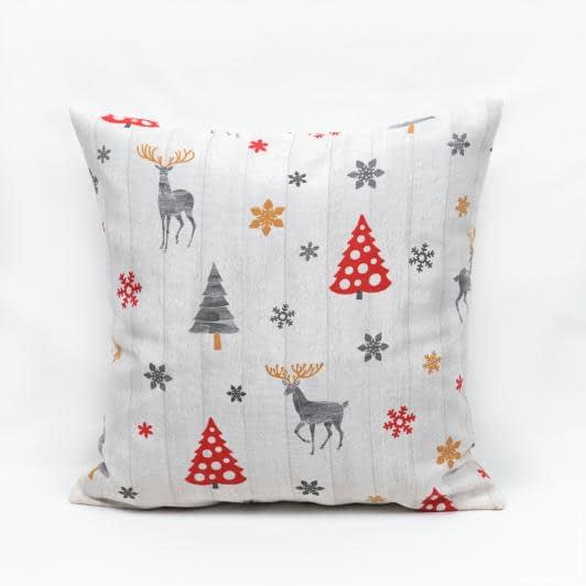 Тканини наволочки на декоративні подушки - Чохол на подушку новорічний Олені фон св.сірий 45х45см (173568)