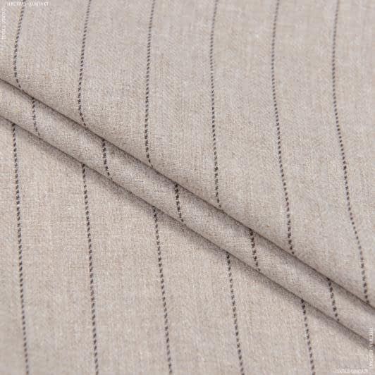 Тканини фланель - Сорочкова  фланель у смужку меланж бежево-коричнева