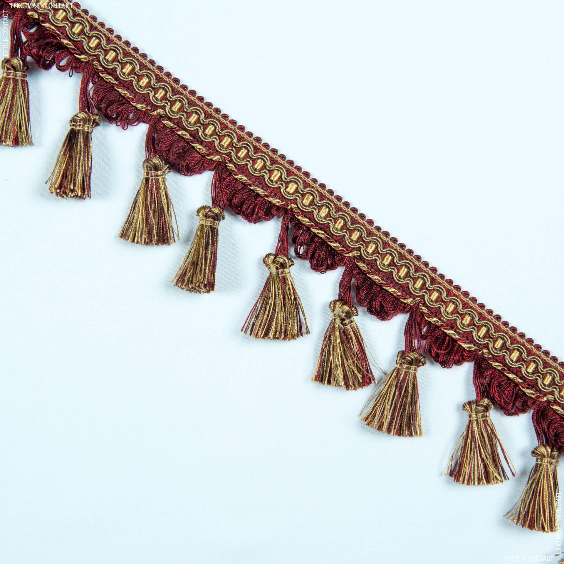 Ткани фурнитура для декора - Бахрома имеджен кисточка бордо-золото