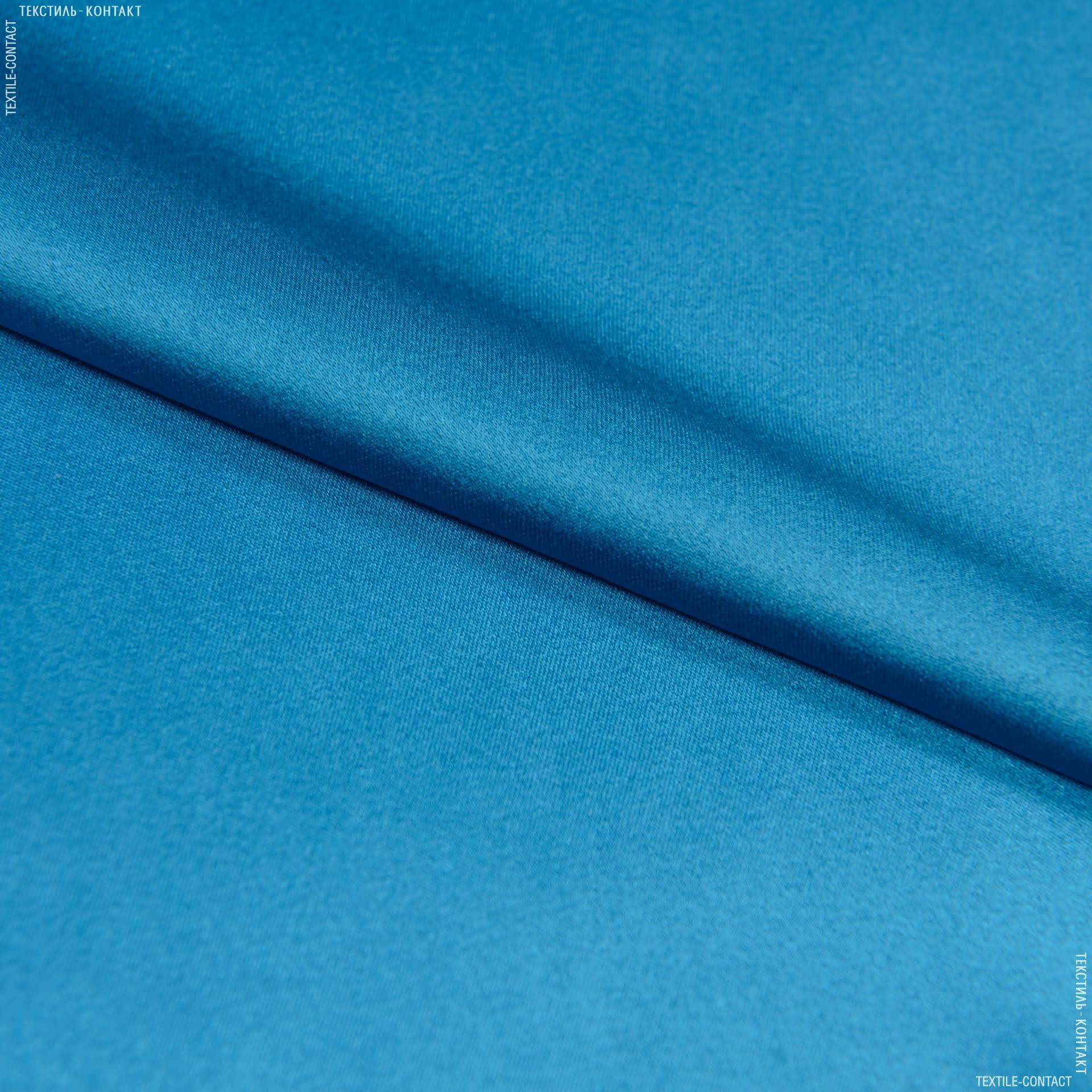Тканини для суконь - Атлас шовк стрейч темно-блакитний