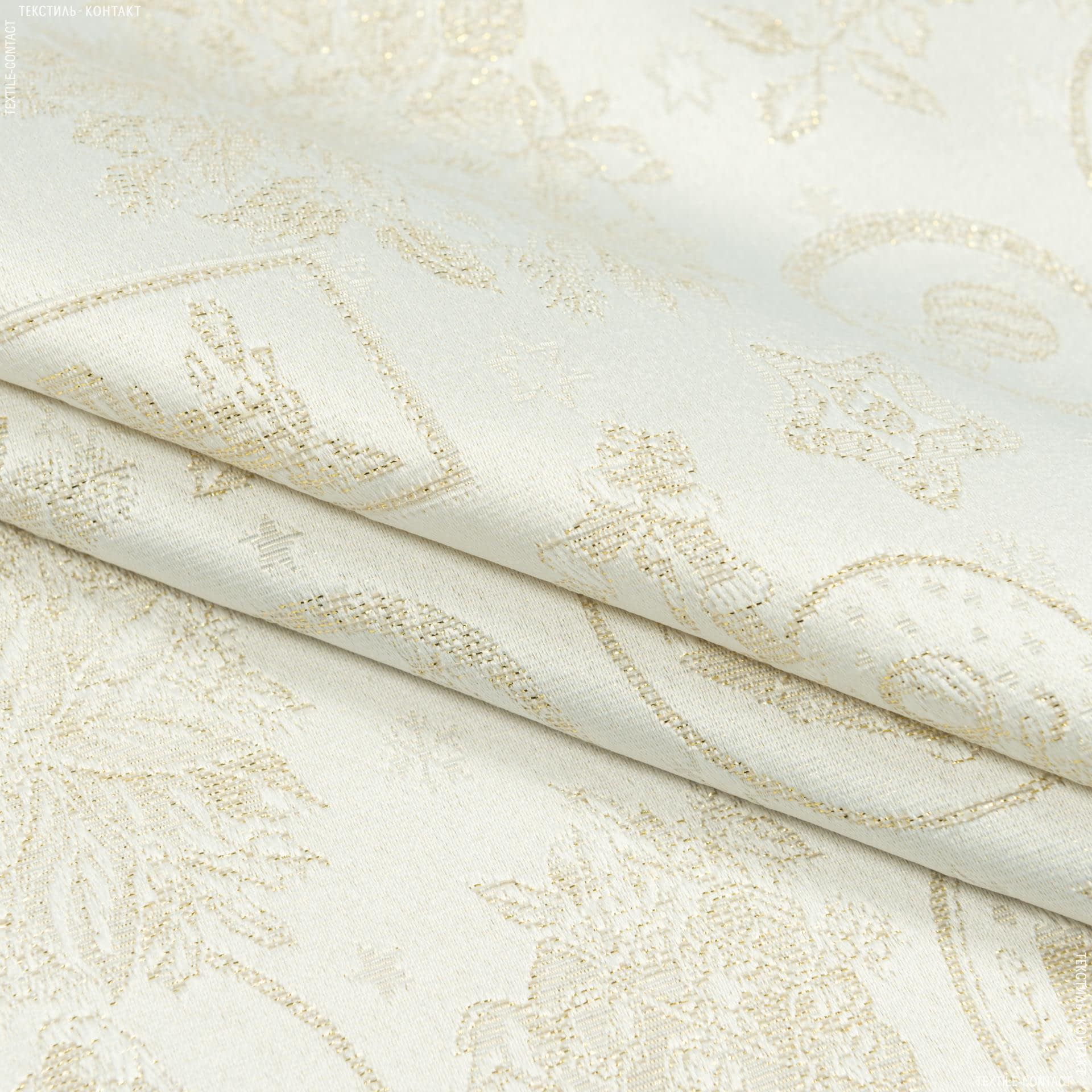 Тканини для декоративних подушок - Жакард новорічний Картинки /BABBO люрекс колір золото