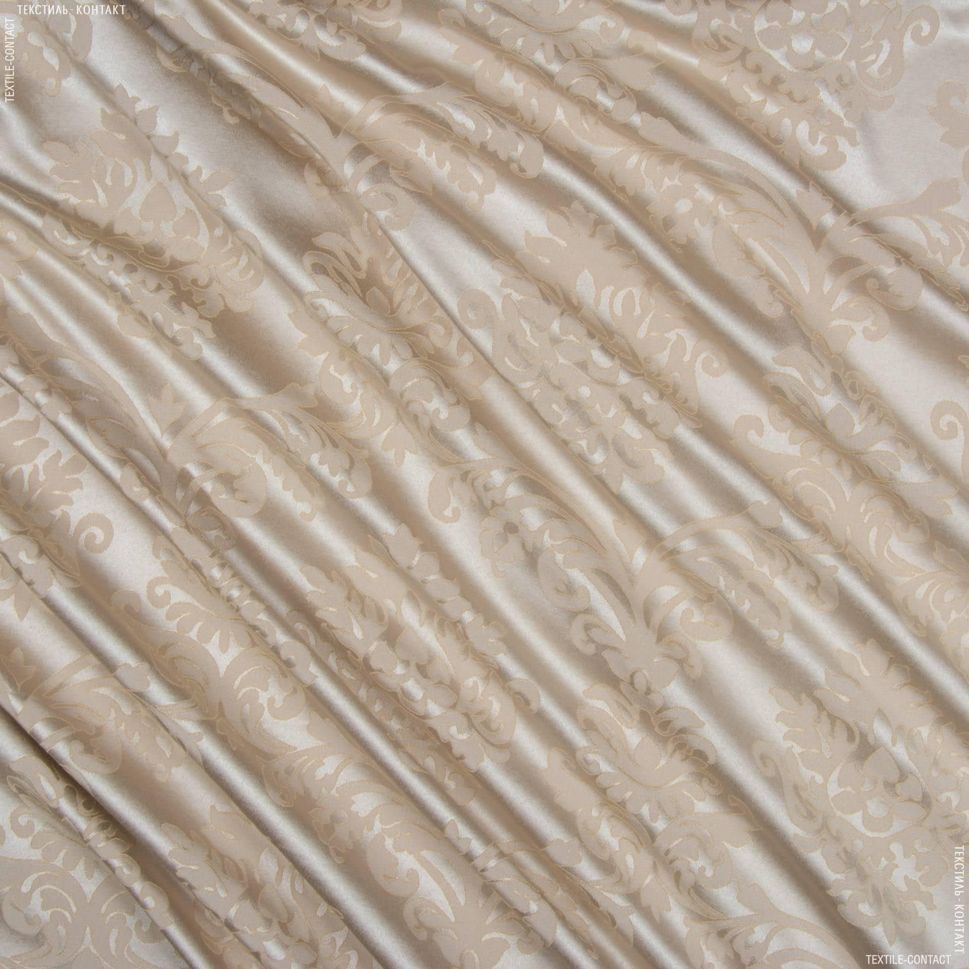Ткани для банкетных и фуршетных юбок - Скатертная ткань версаль вензель беж