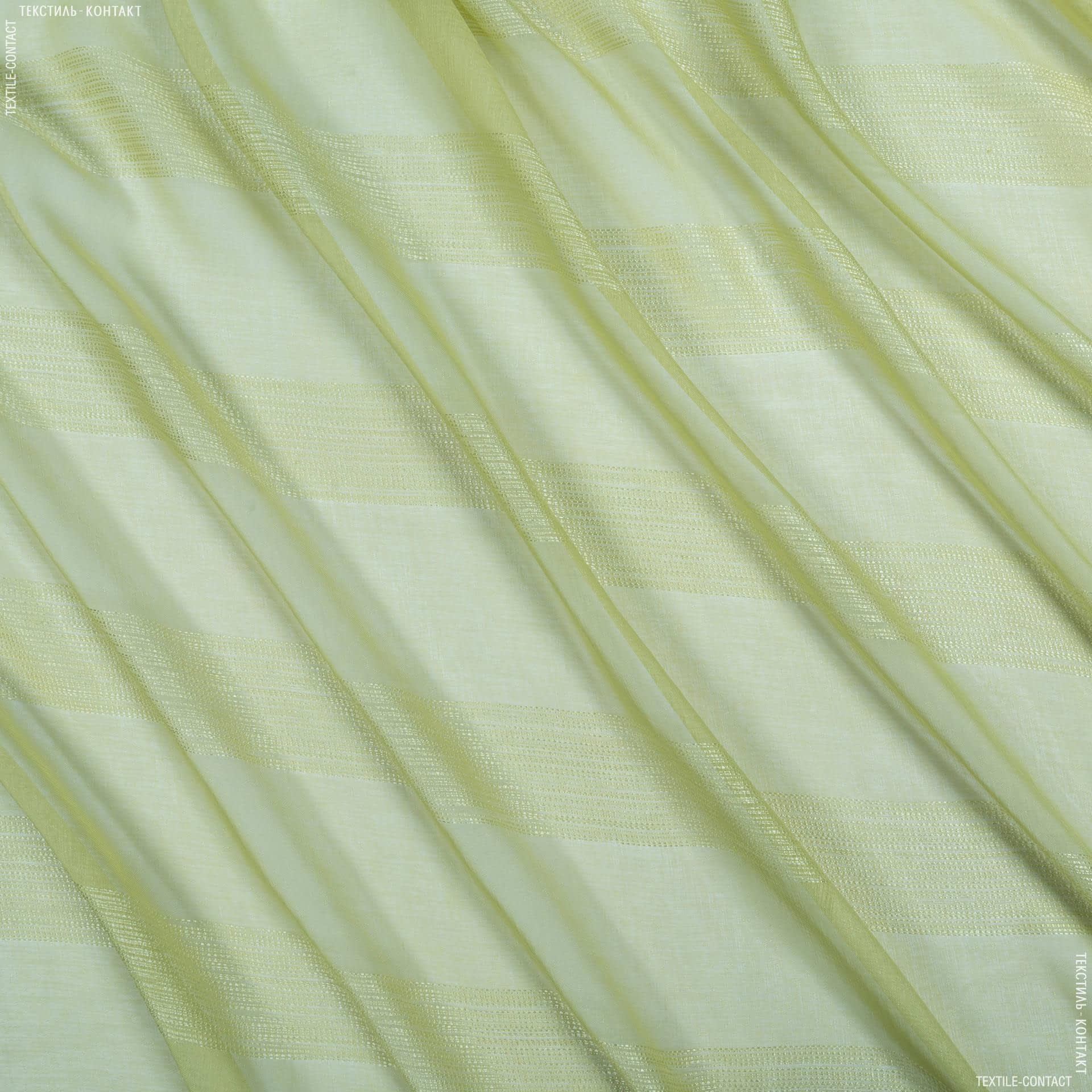 Тканини гардинні тканини - Тюль кисея смуга зелений чай