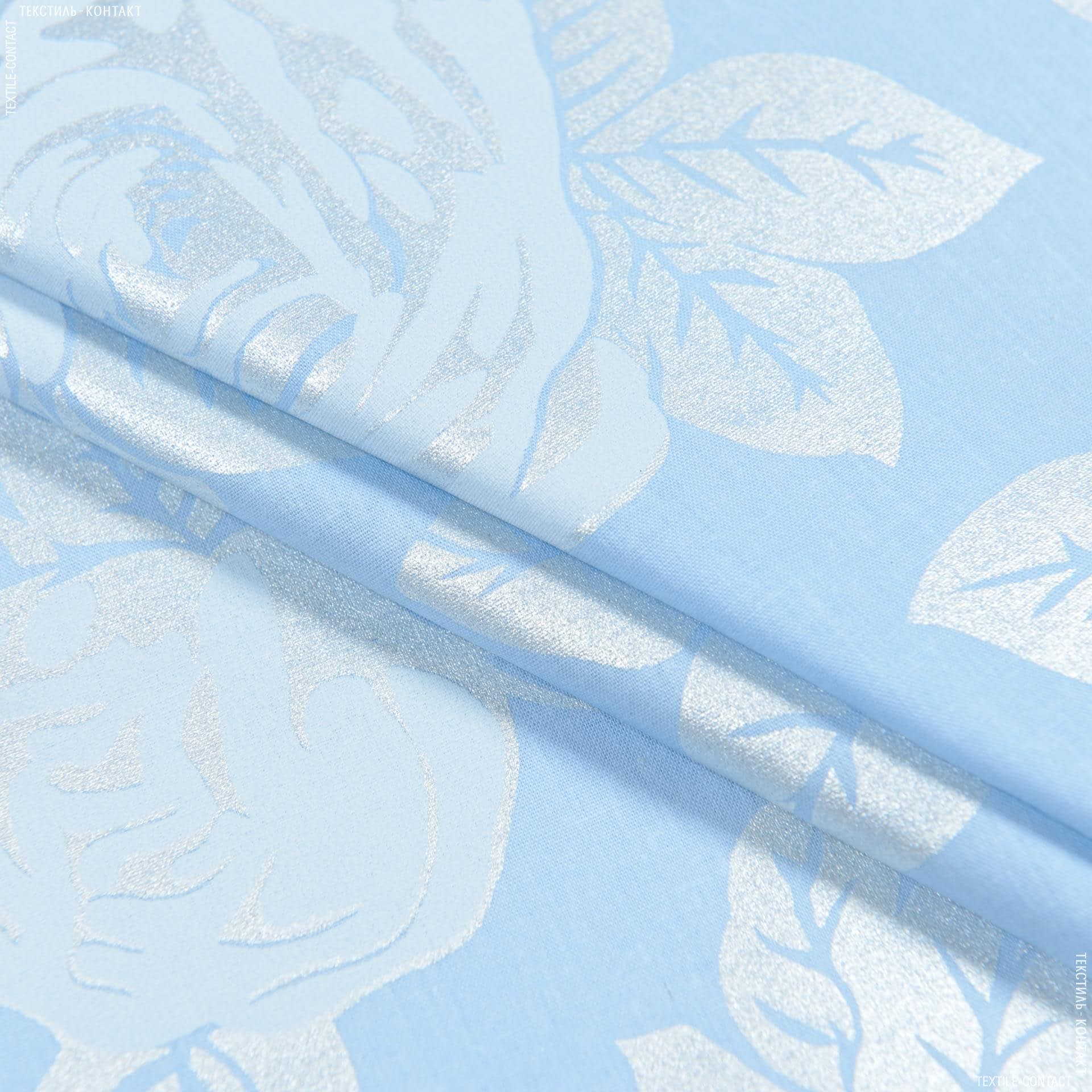 Ткани для подушек - Тик наперниковый набивной роза голубой/серебро