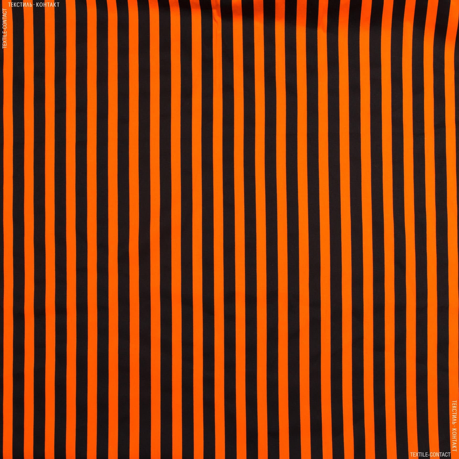 Тканини для штанів - Котон стрейч у смужку чорно-помаранчеву