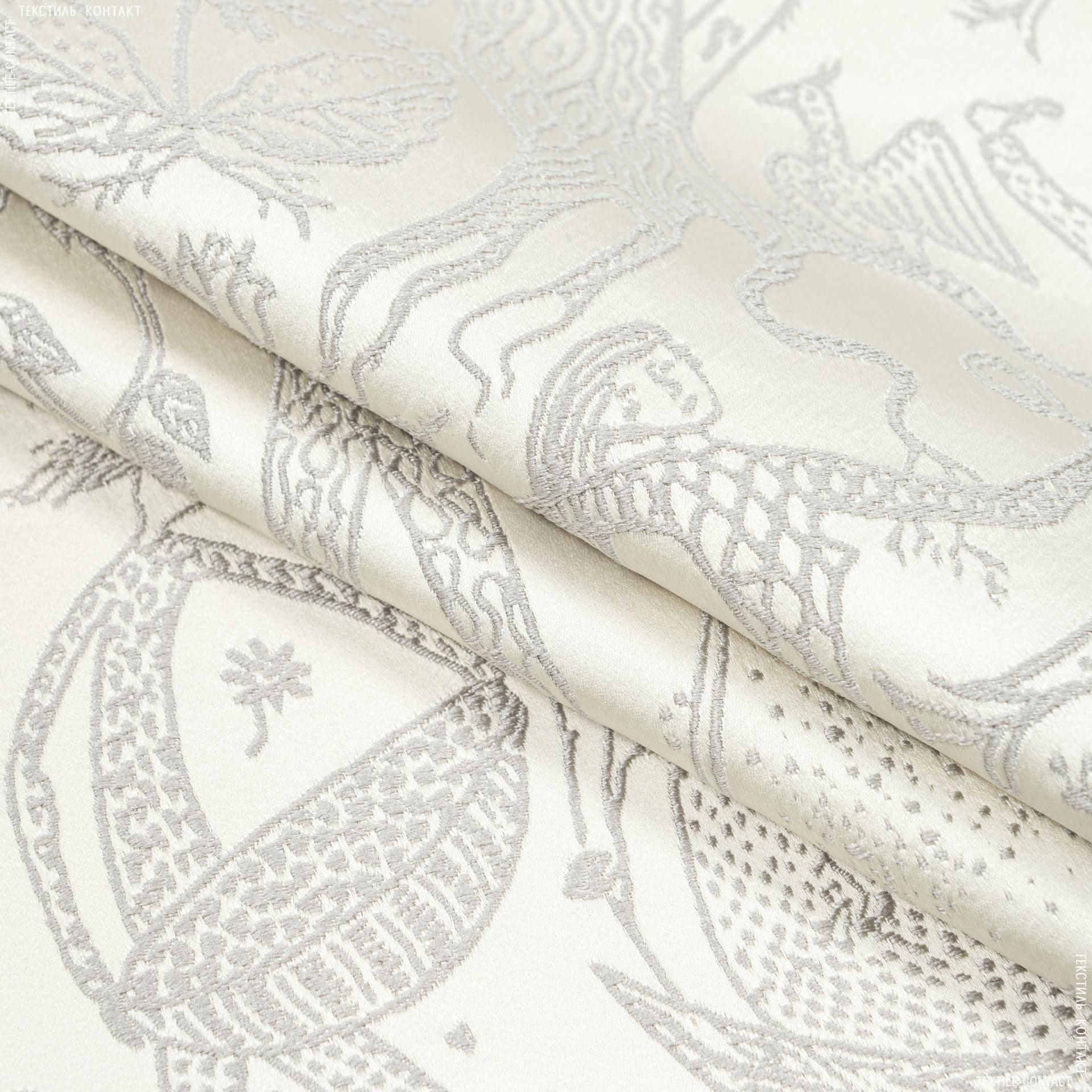 Тканини портьєрні тканини - Декоративна тканина едем сірий, тон вершковий