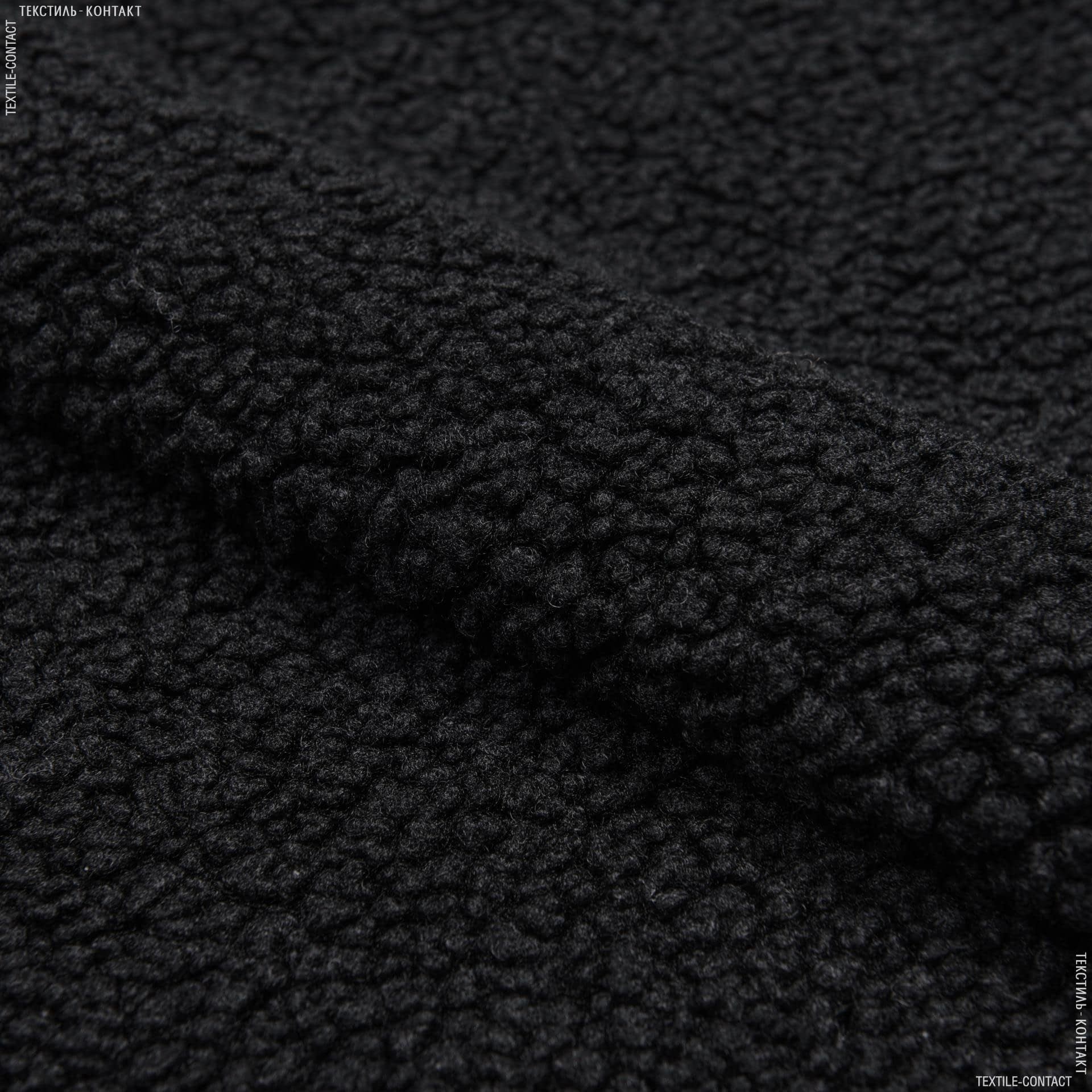 Ткани мех для воротников - Мех искусственный Тедди черный