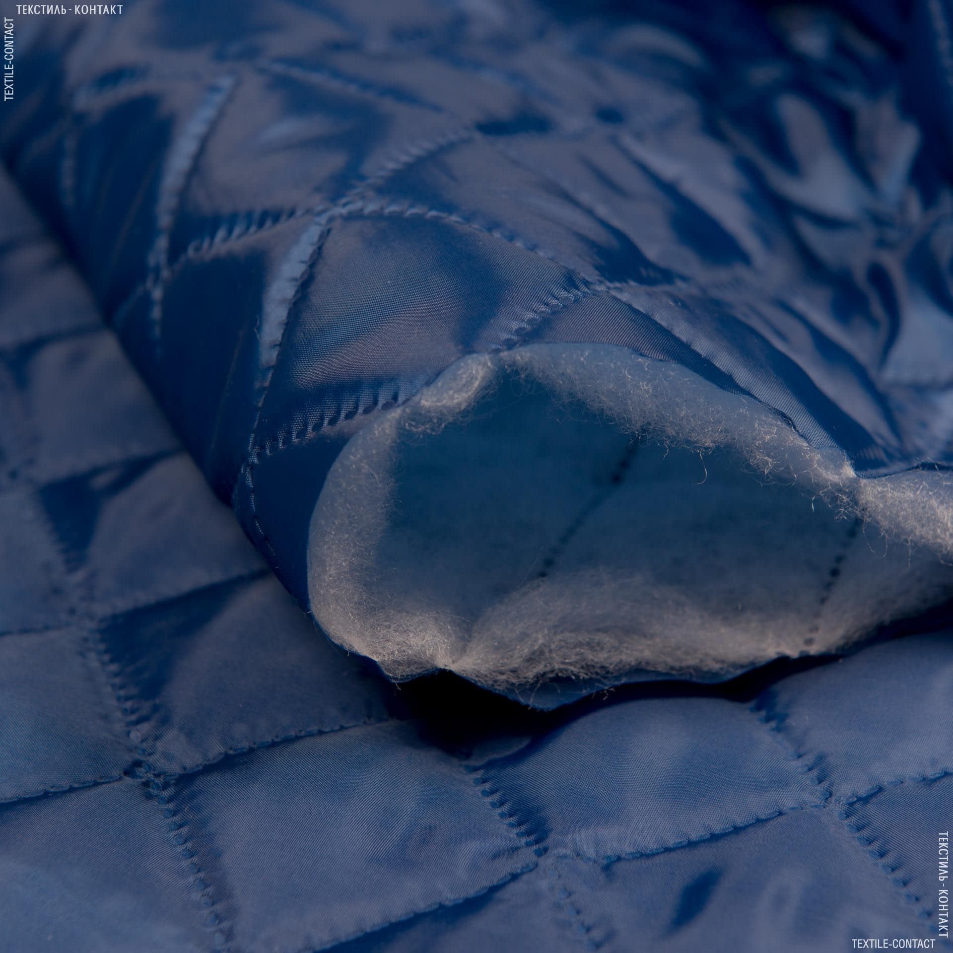 Ткани подкладочная ткань - Подкладка с синтепоном термопай 5*5 темно-синий