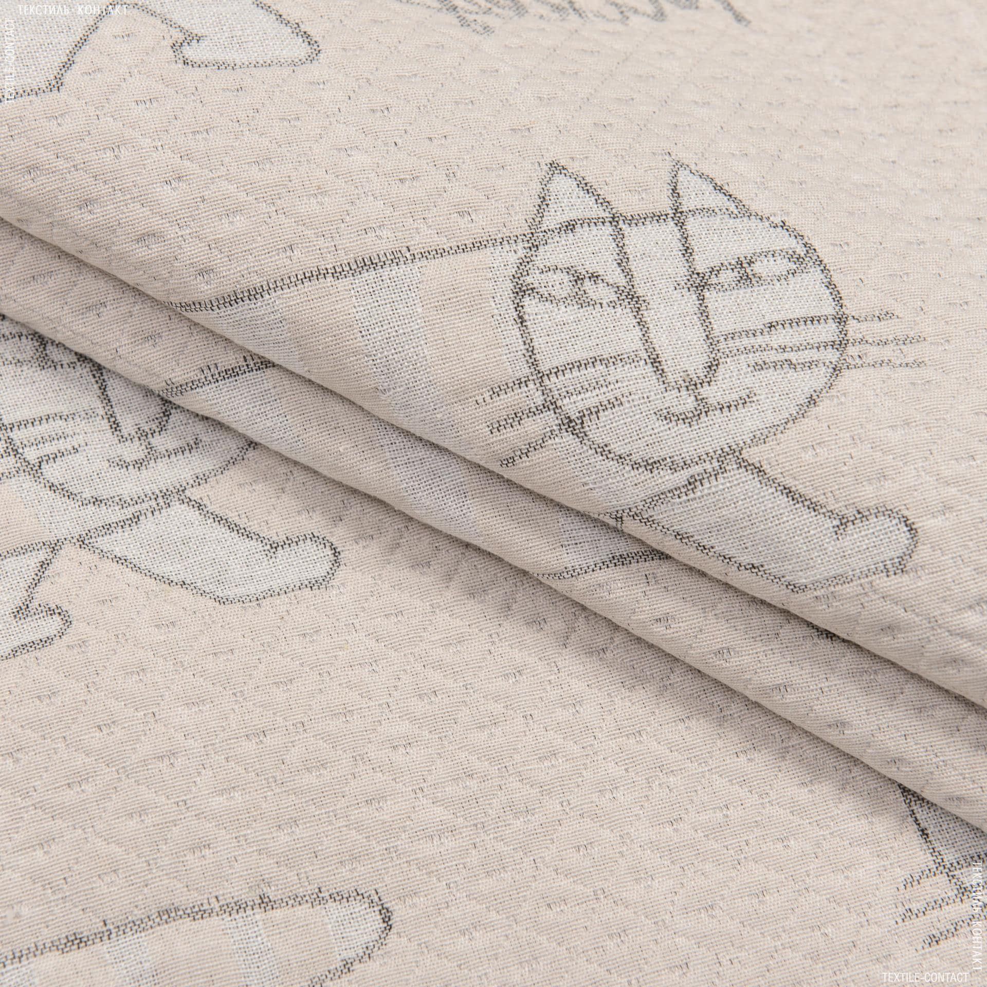 Ткани для декоративных подушек - Супергобелен Кот фон светло бежевый