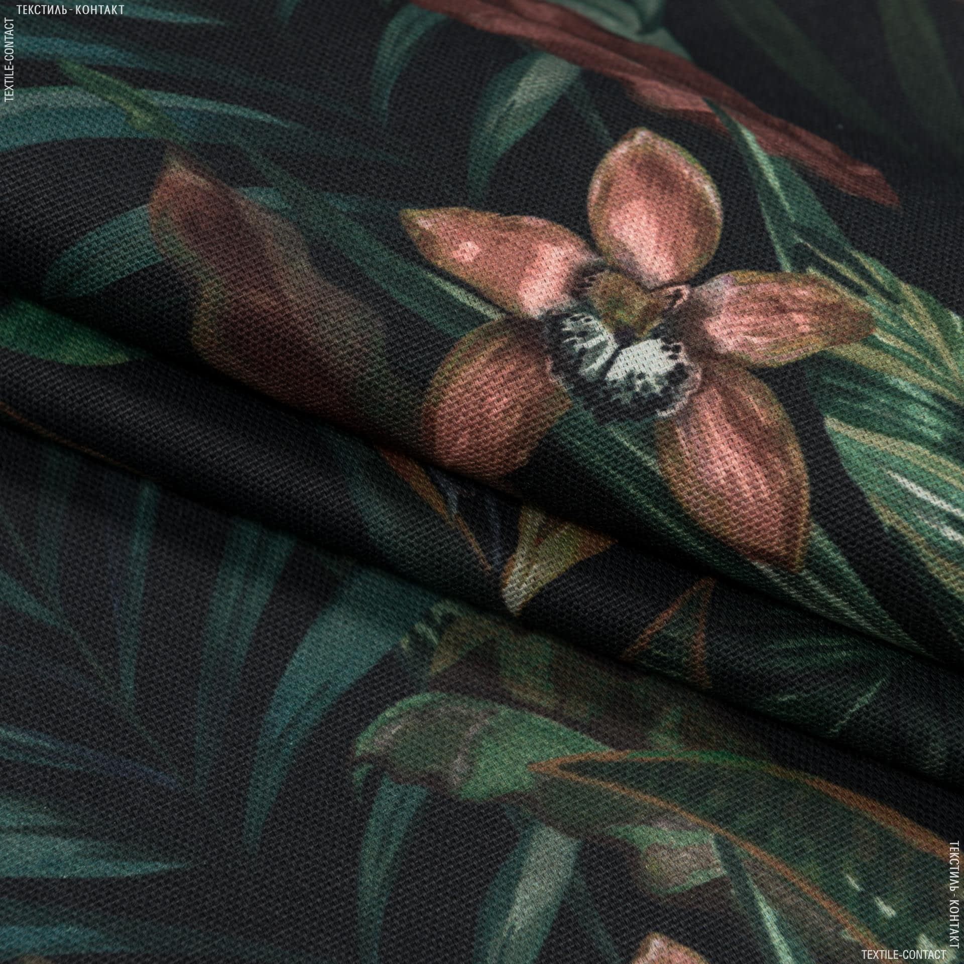 Тканини портьєрні тканини - Декоративна тканина Галілея /GALILEI  квіти стрекози фон чорний