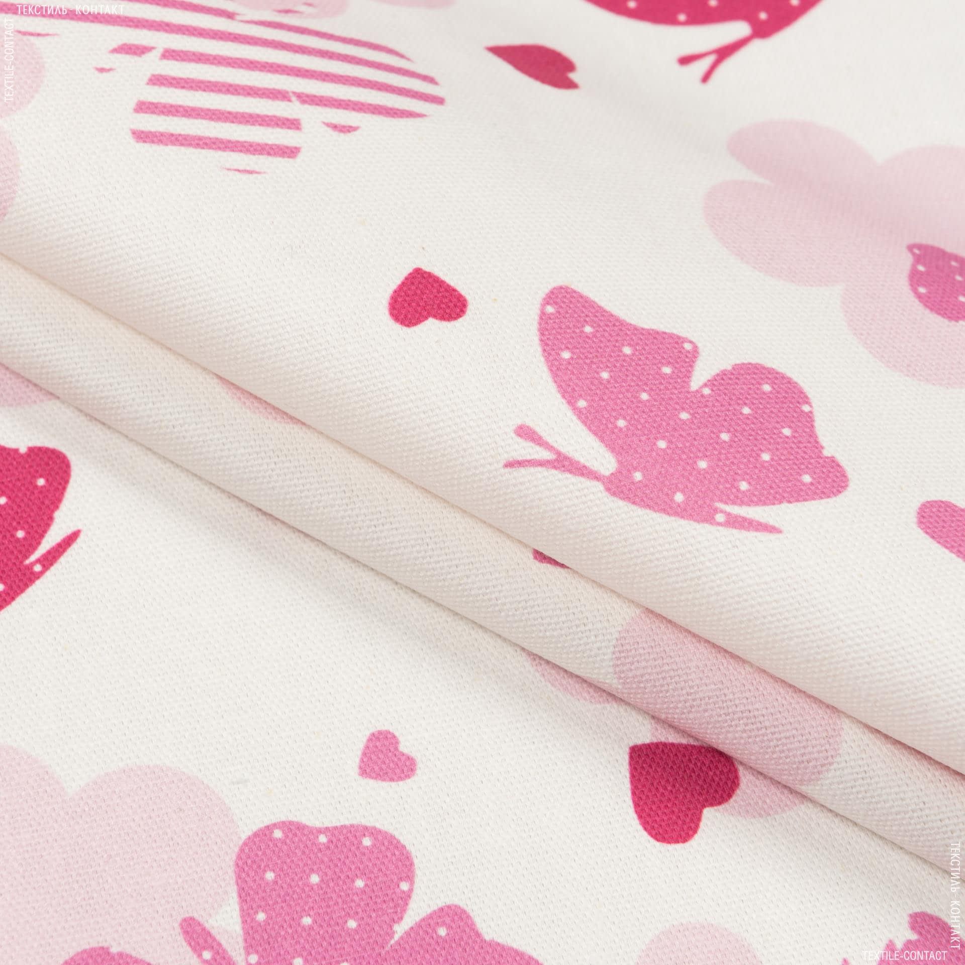 Ткани портьерные ткани - Декоративная ткань Бимби/BIMBI бабочки розовые