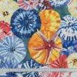 Тканини для декору - Дралон принт Гета /GETA мушлі кольорові фон сіро-блакитний