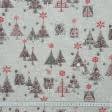Ткани для пэчворка - Декоративная новогодняя ткань елочки spruce