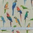 Ткани портьерные ткани - Декоративная ткань Попугаи / DIGITAL LOROS/ фон натуральный