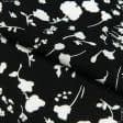 Тканини віскоза, полівіскоза - Штапель Фалма принт білі квіточки на чорному