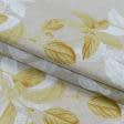 Тканини портьєрні тканини - Декоративна тканина Надін листя/NADINE жовтий фон натуральний