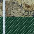 Тканини котон, джинс - Котон-сатин MIGHT JP купон квітковий зелений/беж/коричневий
