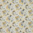 Ткани хлопок смесовой - Декоративная ткань панама Акил цветы серый, желтый фон св.бежевый