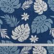 Ткани портьерные ткани - Супергобелен Листья монстеры синие