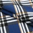 Тканини портьєрні тканини - Декоративна тканина Клітинка синьо-чорний