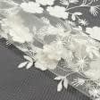 Ткани гардинные ткани - Тюль вышивка  сакура цветы /молочный блеск