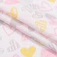 Ткани для детской одежды - Ситец 67-ТКЧ детский сердечки розовые