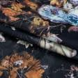 Тканини портьєрні тканини - Декоративний велюр Ельбрус букет/BIG фіолетовий, помаранчевий