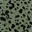 Тканини трикотаж - Трикотаж віскозний принт чорні плями на темно-оливковому