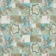 Ткани портьерные ткани - Декоративная ткань  лонета  мунди/mundi /карта,оливка,голубой