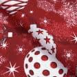 Тканини готові вироби - Скатертина новорічна Ялинкові іграшки червоний 180*130 см (173304)