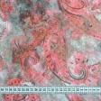 Ткани для перетяжки мебели - Велюр Хармони принт пейсли ярко-розовый