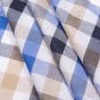 Тканини для блузок - Сорочковий льон FREEDOM велика клітинка біло-блакитна