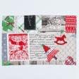 Ткани для дома - Сет сервировочный  Новогодний / Коллаж, открытки, красный, серый 32х44 см  (173581)
