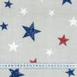 Ткани для штор - Декоративная ткань лонета Звезды синий, красный